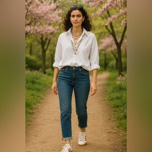 Hudson Women's Blue Mid-Rise Slim Boyfriend Crop Jeans size 27 great condition.